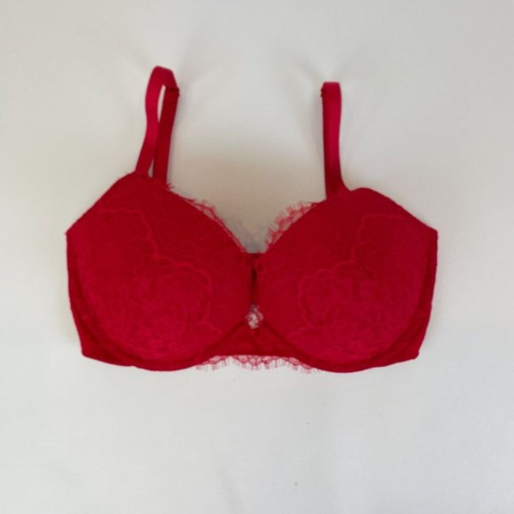 NWOT Victoria's Secret Bra 32DDD Dream Angels Push-Up Red Lace B1702